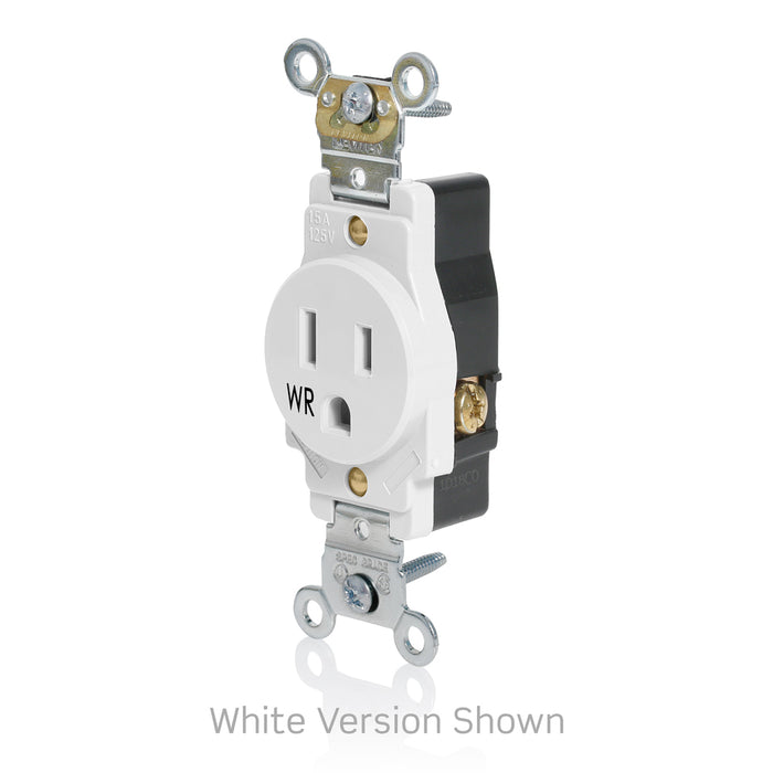 Leviton Weather-Resistant Heavy-Duty Industrial Grade 15A 125V Single Receptacle Outlet White (W5261-W)