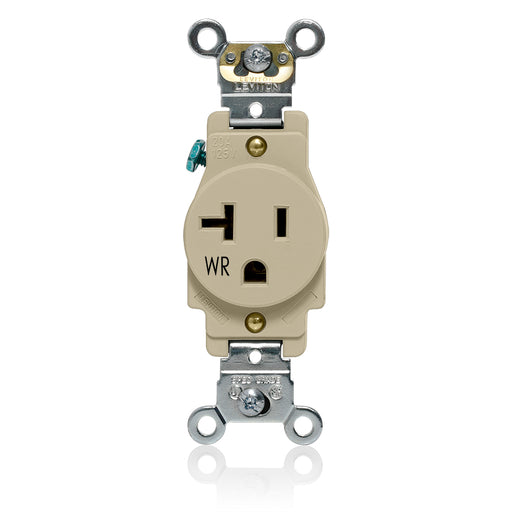 Leviton Weather-Resistant Heavy-Duty Industrial Grade 20A 125V Single Receptacle Outlet Ivory (W5361-I)