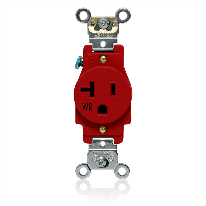 Leviton Weather-Resistant Heavy-Duty Industrial Grade 20A 125V Single Receptacle Outlet Red (W5361-R)