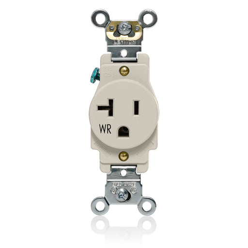 Leviton Weather-Resistant Heavy-Duty Industrial Grade 20A 125V Single Receptacle Outlet Light Almond (W5361-T)