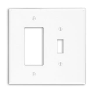 Leviton 2-Gang 1-Toggle 1-Decora/GFCI Device Combination Wall Plate Oversized Thermoset Device Mount White (88605)