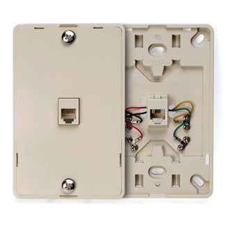 Leviton Telephone Wall Jack 6-Position 4-Conductor Screw Terminals Ivory (40214-I)