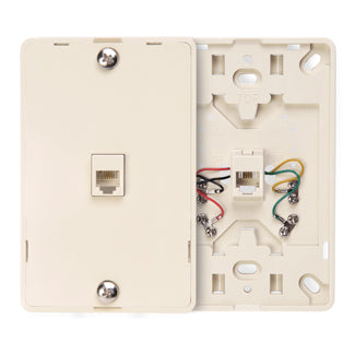 Leviton Telephone Wall Jack 6-Position 4-Conductor Screw Terminals Light Almond (40214-T)