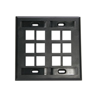 Leviton Dual-Gang QuickPort Wall Plate With ID Windows 12-Port Black (42080-12E)