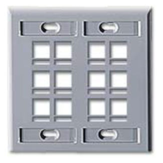 Leviton Dual-Gang QuickPort Wall Plate With ID Windows 12-Port Grey (42080-12G)