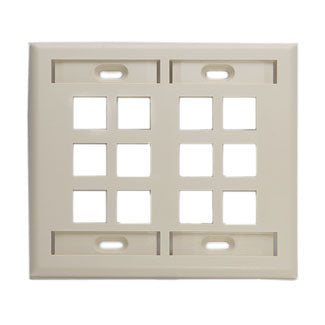 Leviton Dual-Gang QuickPort Wall Plate With ID Windows 12-Port Ivory (42080-12I)