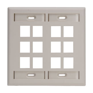 Leviton Dual-Gang QuickPort Wall Plate With ID Windows 12-Port Light Almond (42080-12T)