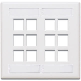 Leviton Dual-Gang QuickPort Wall Plate With ID Windows 12-Port White (42080-12W)