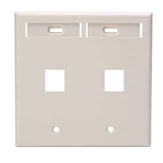 Leviton Dual-Gang QuickPort Wall Plate With ID Windows 2-Port Light Almond (42080-2TP)