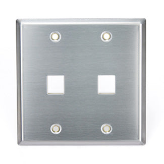 Leviton Stainless Steel QuickPort Wall Plate Dual Gang 2-Port (43080-2S2)