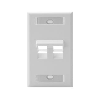 Leviton Angled 1-Gang QuickPort Wall Plate With ID Windows 2-Port White (42081-2WS)