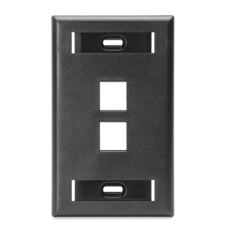 Leviton 1-Gang QuickPort Wall Plate With ID Windows 2-Port Black (42080-2ES)