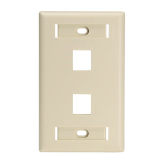 Leviton 1-Gang QuickPort Wall Plate For Large Connectors Windows 2-Port Ivory 1-Gang QuickPort Wall Plates (42080-2IL)