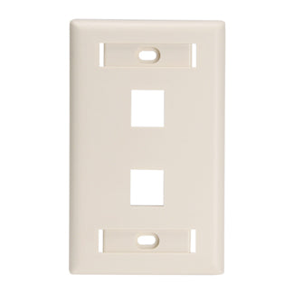 Leviton 1-Gang QuickPort Wall Plate For Large Connectors With ID Windows 2-Port Light Almond 1-Gang QuickPort Wall Plates (42080-2TL)
