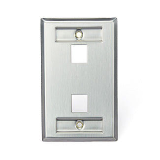 Leviton Stainless Steel QuickPort Wall Plate 1-Gang 2-Port With Designation Windows (43080-1L2)
