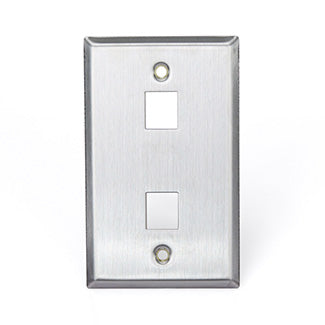 Leviton Stainless Steel QuickPort Wall Plate 1-Gang 2-Port (43080-1S2)