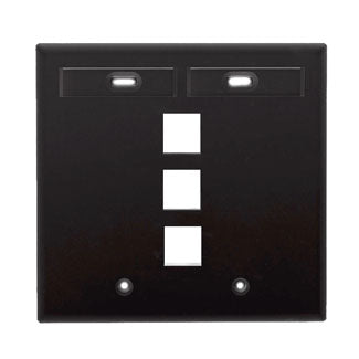 Leviton Dual-Gang QuickPort Wall Plate With ID Windows 3-Port Black (42080-3EP)