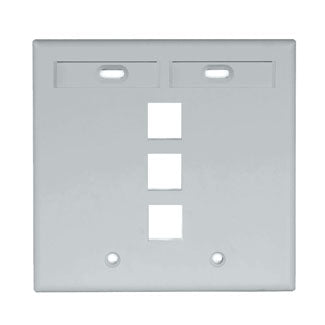 Leviton Dual-Gang QuickPort Wall Plate With ID Windows 3-Port Grey (42080-3GP)