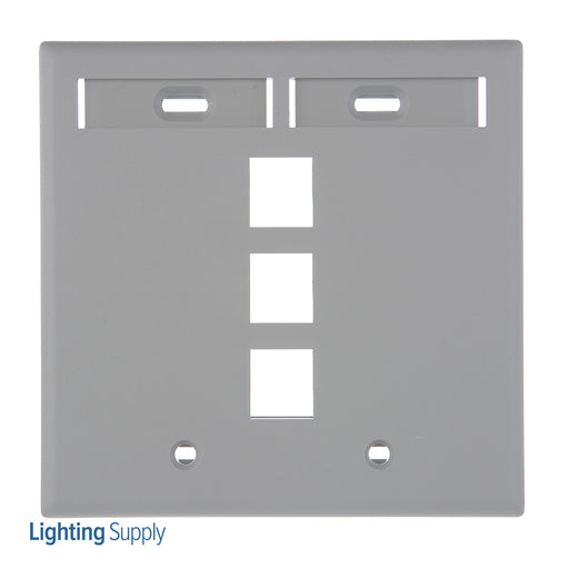 Leviton Dual-Gang QuickPort Wall Plate With ID Windows 3-Port Grey (42080-3GP)