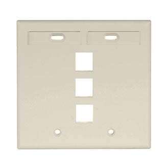 Leviton Dual-Gang QuickPort Wall Plate With ID Windows 3-Port Ivory (42080-3IP)
