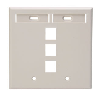 Leviton Dual-Gang QuickPort Wall Plate With ID Windows 3-Port Light Almond (42080-3TP)