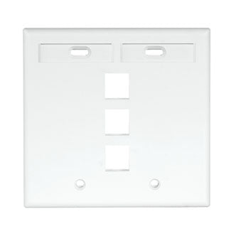 Leviton Dual-Gang QuickPort Wall Plate With ID Windows 3-Port White (42080-3WP)