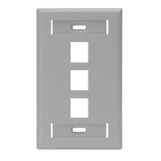 Leviton QuickPort Wall Plate With ID window 1-Gang 3-Port grey (42080-3GS)