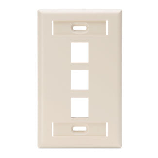 Leviton QuickPort Wall Plate With ID Windows 1-Gang 3-Port Light Almond (42080-3TS)