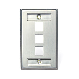 Leviton Stainless Steel QuickPort Wall Plate 1-Gang 3-Port With Designation Windows (43080-1L3)