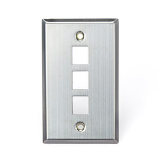 Leviton Stainless Steel QuickPort Wall Plate 1-Gang 3-Port (43080-1S3)
