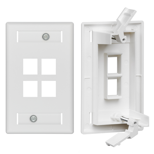 Leviton QuickPlate Tempo 1-Gang Wall Plate With ID Windows 4-Port White (42090-4WS)
