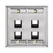 Leviton Angled Dual-Gang Stainless Steel QuickPort Wall Plate With ID Windows 4-Port (43081-2L4)