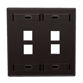 Leviton Dual-Gang QuickPort Wall Plate With ID Windows 4-Port Black (42080-4EP)