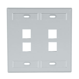 Leviton Dual-Gang QuickPort Wall Plate With ID Windows 4-Port Grey (42080-4GP)