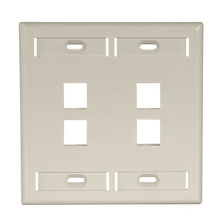 Leviton Dual-Gang QuickPort Wall Plate With ID Windows 4-Port Ivory (42080-4IP)