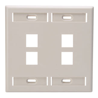 Leviton Dual-Gang QuickPort Wall Plate With ID Windows 4-Port Light Almond (42080-4TP)