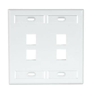 Leviton Dual-Gang QuickPort Wall Plate With ID Windows 4-Port White (42080-4WP)