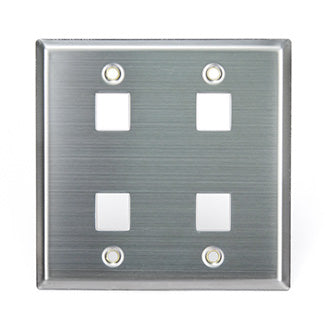 Leviton Stainless Steel QuickPort Wall Plate Dual Gang 4-Port (43080-2S4)