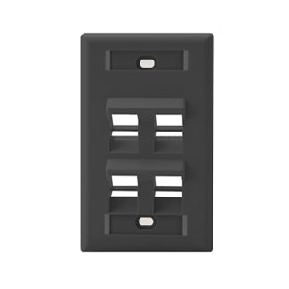 Leviton Angled 1-Gang QuickPort Wall Plate With ID Windows 4-Port Black (42081-4ES)