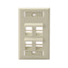 Leviton Angled 1-Gang QuickPort Wall Plate With ID Windows 4-Port Ivory (42081-4IS)