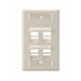 Leviton Angled 1-Gang QuickPort Wall Plate With ID Windows 4-Port Light Almond (42081-4TS)