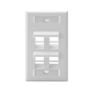 Leviton Angled 1-Gang QuickPort Wall Plate With ID Windows 4-Port White (42081-4WS)