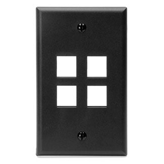 Leviton 1-Gang QuickPort Wall Plate 4-Port Black (41080-4EP)