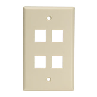 Leviton 1-Gang QuickPort Wall Plate For Large Connectors 4-Port Ivory 1-Gang QuickPort Wall Plates For Large Connectors (41080-4IL)