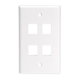 Leviton 1-Gang QuickPort Wall Plate For Large Connectors 4-Port White 1-Gang QuickPort Wall Plates For Large Connectors (41080-4WL)
