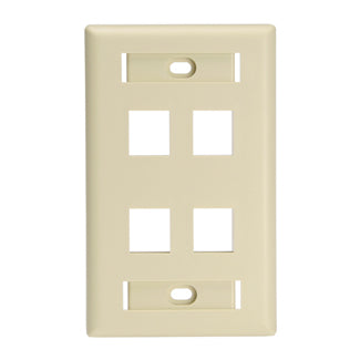 Leviton QuickPort Wall Plate For Large Connectors With ID Windows 1-Gang 4-Port Ivory 1-Gang QuickPort Wall Plates (42080-4IL)
