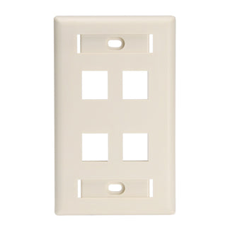 Leviton QuickPort Wall Plate For Large Connectors With ID Windows 1-Gang 4-Port Light Almond 1-Gang QuickPort Wall Plates (42080-4TL)
