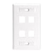 Leviton QuickPort Wall Plate For Large Connectors With ID Windows 1-Gang 4-Port White 1-Gang QuickPort Wall Plates (42080-4WL)