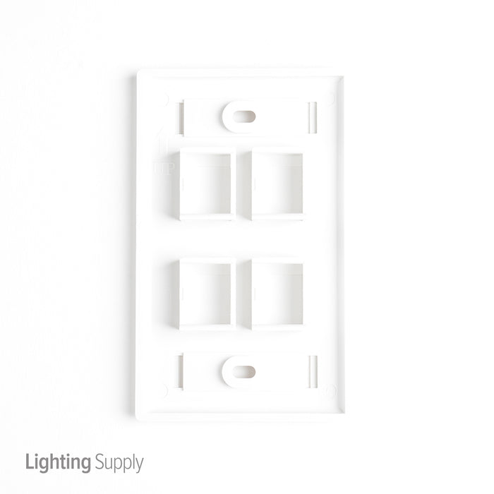 Leviton QuickPort Wall Plate For Large Connectors With ID Windows 1-Gang 4-Port White 1-Gang QuickPort Wall Plates (42080-4WL)