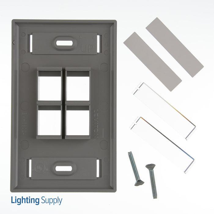 Leviton 1-Gang QuickPort Wall Plate With ID Windows 4-Port Grey (42080-4GS)